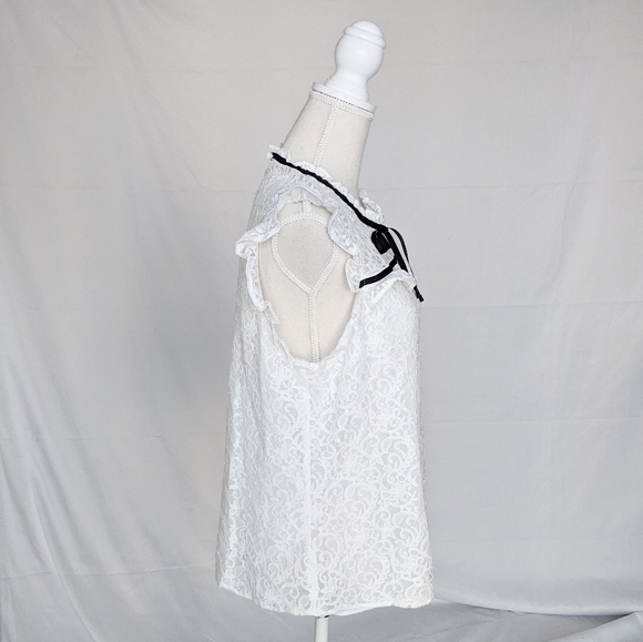 NWT New York & Co Soho White Lace Overlay Blouse - Picture 8 of 11